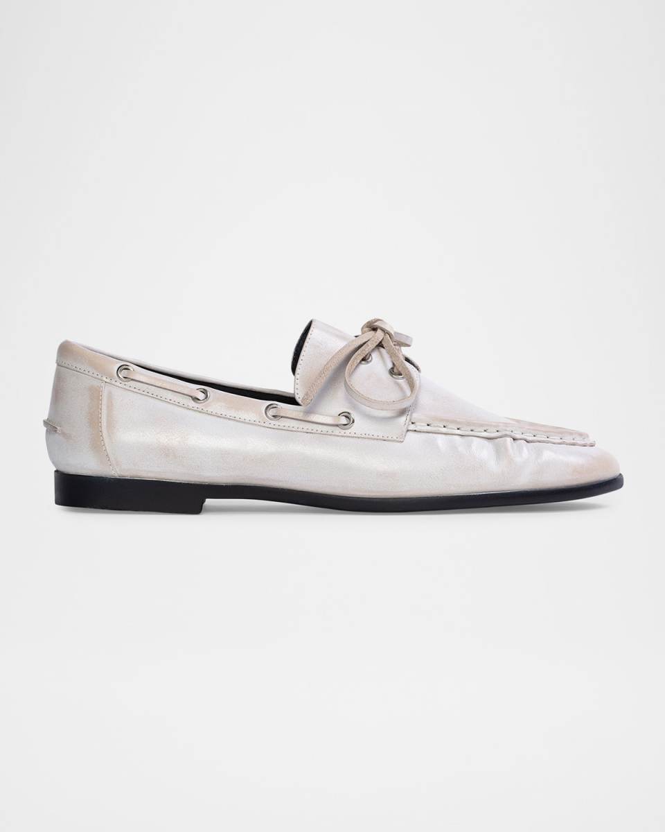 Leather Lace-Up Boat Loafers